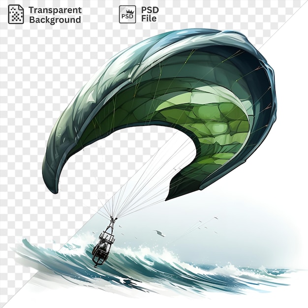 PSD psd fotográfico realista kite surfers kite voa contra um céu azul claro com uma corda preta visível em primeiro plano