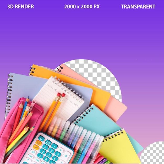 PSD de fournitures scolaires stationnaires articles crayons et stylos