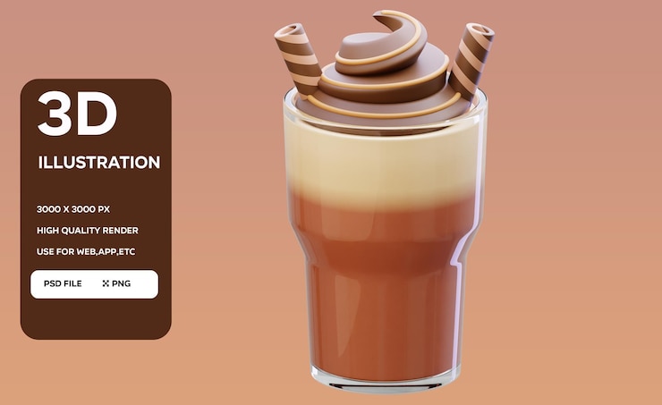 PSD psd frappe 3d icon illustration