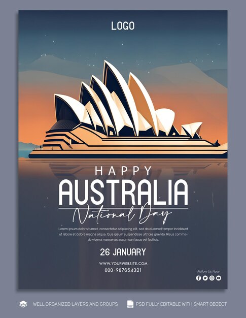 PSD psd free template banner e flyer postagem nas redes sociais do dia da austrália