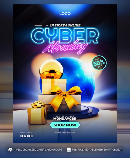 Psd-freies psd-cyber-monday-poster und flyer-promo-social-media-tamplates