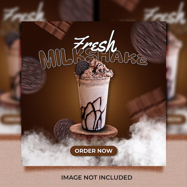 PSD Fresh Milkshake Drink para Modelo de Mídia Social