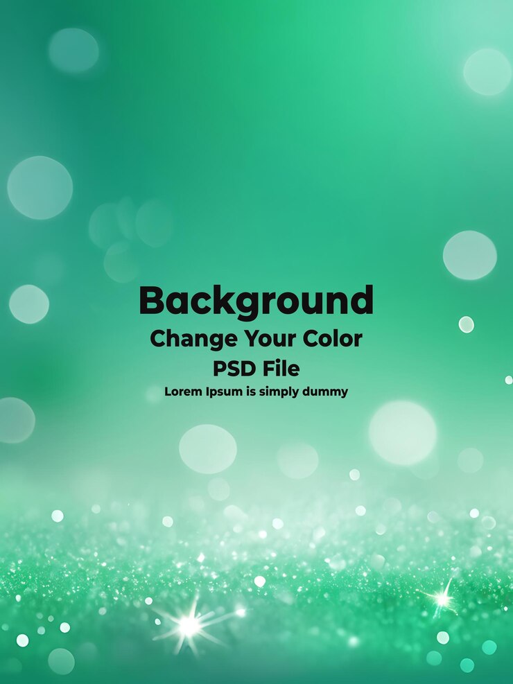 PSD psd fresh mint green bokeh background with scattered bright sparkles light and vibrant
