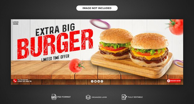 PSD psd fresh yummy delicious burger und food-menü facebook-cover-vorlage