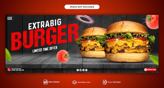 PSD psd fresh yummy delicious burger und food-menü facebook-cover-vorlage