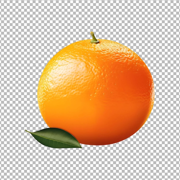 PSD psd frische orange mit einem isolierten blatt auf durchsichtigem hintergrund