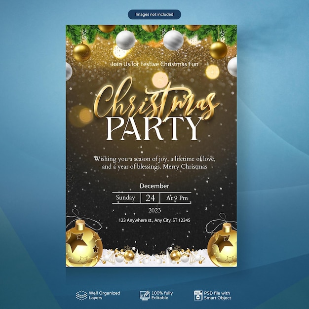PSD Frohe Weihnachtsnacht Party Flyer Social Media Post