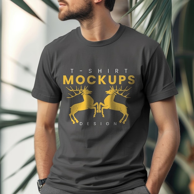 Psd-frontmodell mit t-shirt-mockup