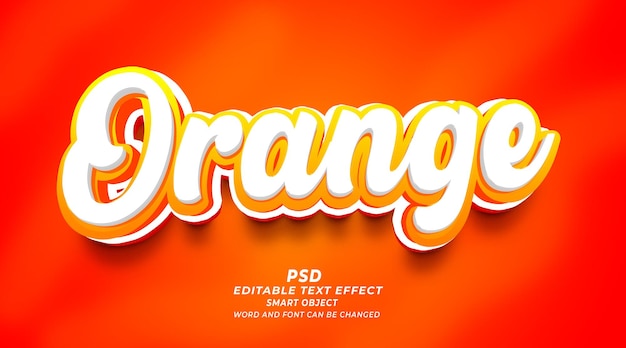 PSD Frutas Laranja 3D Efeito de Texto Editável