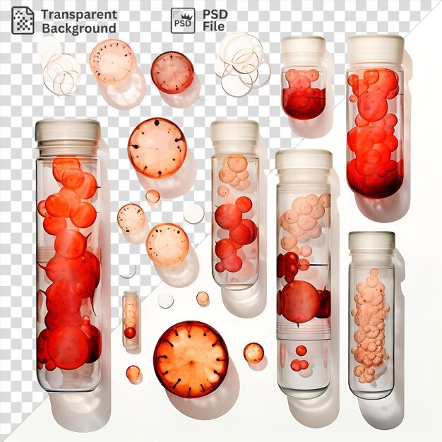 PSD psd fundo transparente fotográfico realista citologistas amostras de células em um frasco de vidro