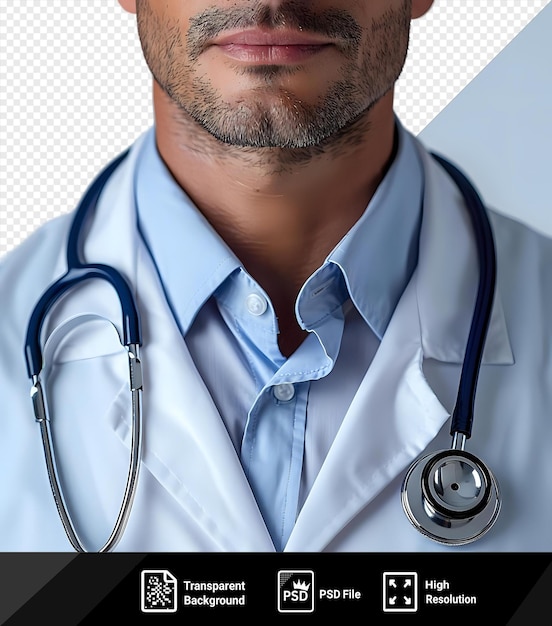 PSD psd fundo transparente um médico com um estetoscópio no pescoço png