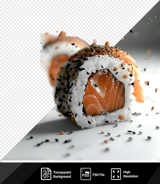 PSD psd fundo transparente voando maki mockup de sushi no ar
