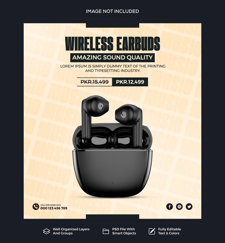 Psd gadgets auriculares producto redes sociales instagram banner para el comercio electrónico