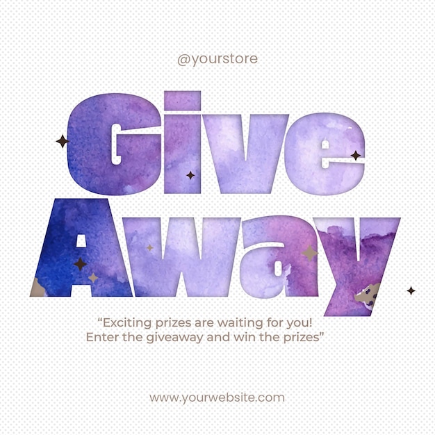 PSD Galaxy Give Away Concept de conception de typographie pour le modèle de médias sociaux et le post Instagram