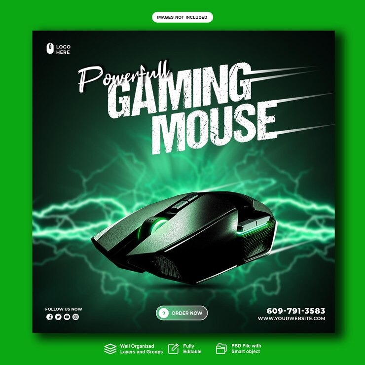 PSD-Gaming-Maus-Produktwerbung Social-Media-Post-Feed-Vorlage