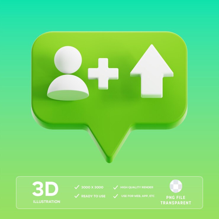 PSD psd gana seguidores ilustración en 3d