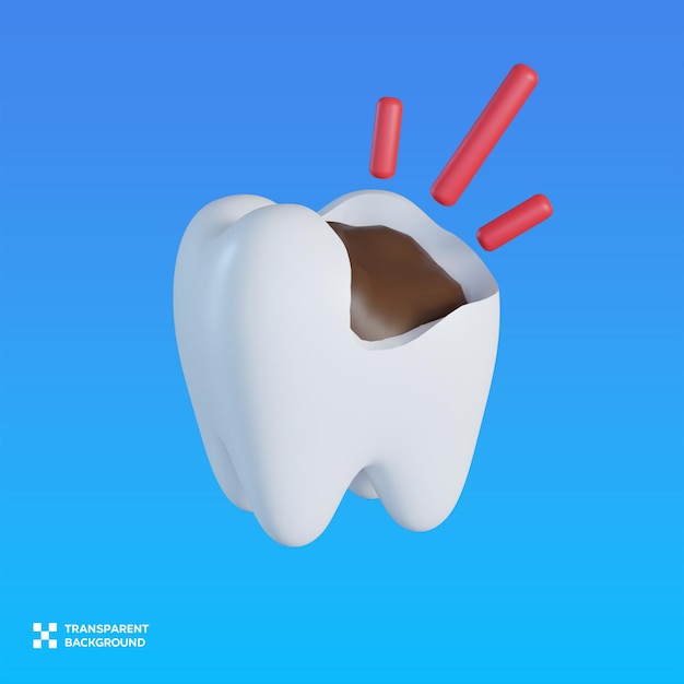 PSD gebrochener Zahn 3D-Illustration