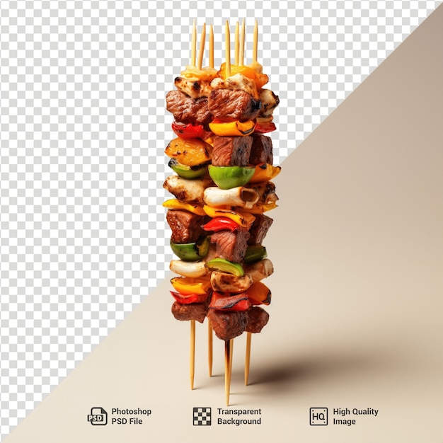 PSD psd gegrillte kebab-sticks auf spitzen mit pfeffer und zwiebeln auf weißem hintergrund