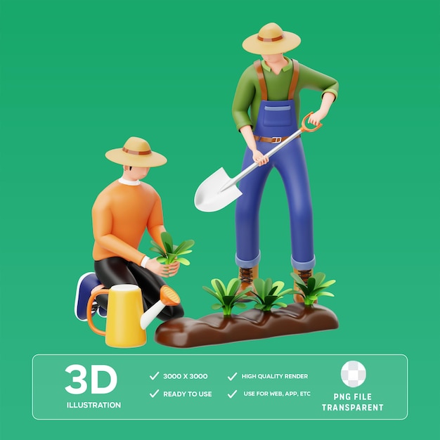 PSD Gemeinschaftsgärten 3D-Illustration