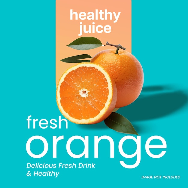 PSD Gesundheitssaft Orange mit hellblauem Hintergrund Instagram-Post-Vorlage