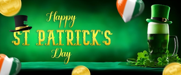 PSD Giorno di San Patrizio biglietto di auguri con lettere calligrafiche design banner per post sui social media