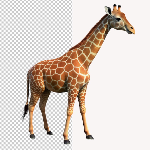 PSD psd d'une girafe sur l'herbe en rendu 3d sur fond transparent