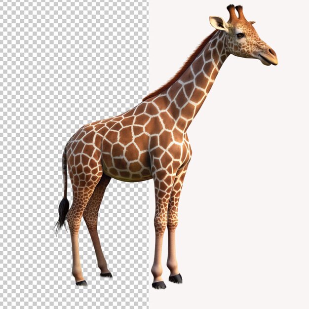 PSD psd d'une girafe sur l'herbe en rendu 3d sur fond transparent