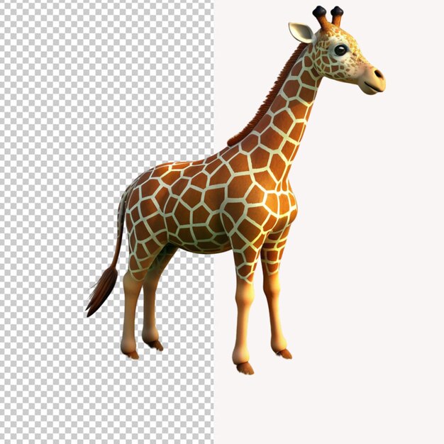 PSD psd d'une girafe sur l'herbe en rendu 3d sur fond transparent