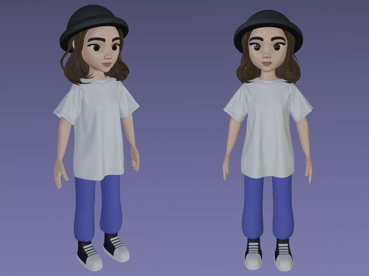 PSD psd girl character 3d rendered illustration