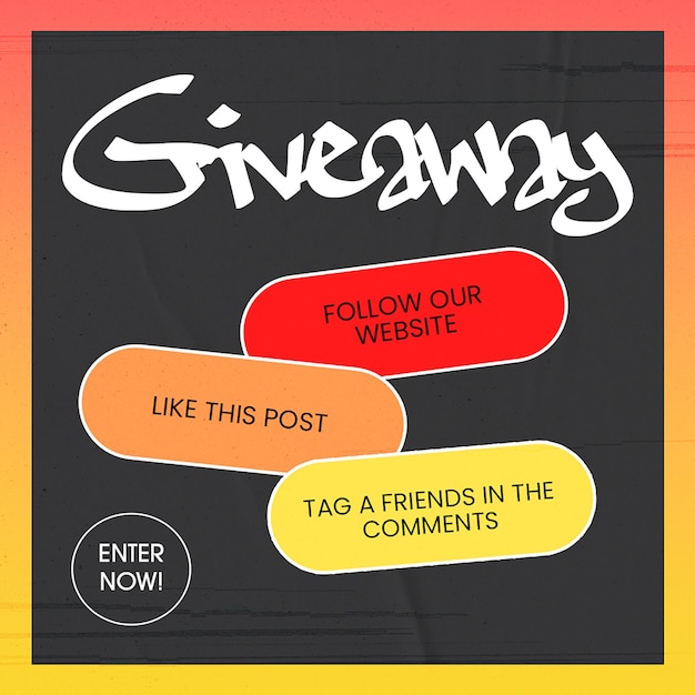 PSD Give Away Concept di design tipografico per il modello di social media e il modello di post di Instagram