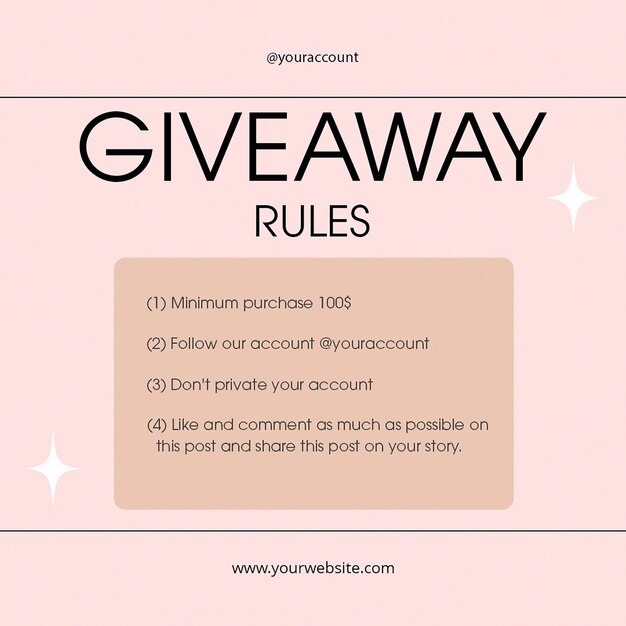 PSD psd give away rules design de tipografia para mídias sociais e modelo de postagem do instagram