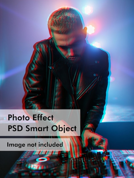 PSD-Glitch-Fotoeffekt Intelligentes Objekt DJ-Lederjacke