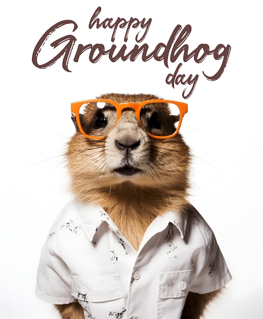 PSD psd glücklicher marmottag mit einem modernen marmot, der glases trägt