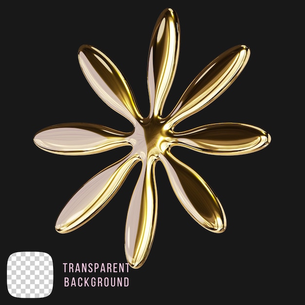 Psd golden y2k star abstrakte Form 3D-Rendering auf durchsichtigem Hintergrund