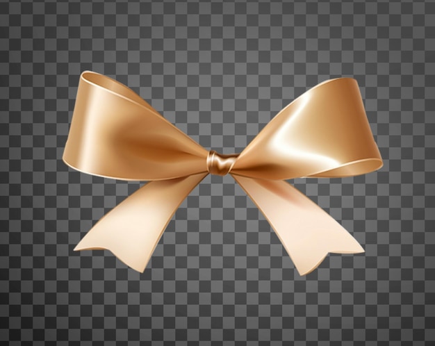 PSD golden yellow bow ribbon décoration cadeau actifs réalistes sur un fond transparent