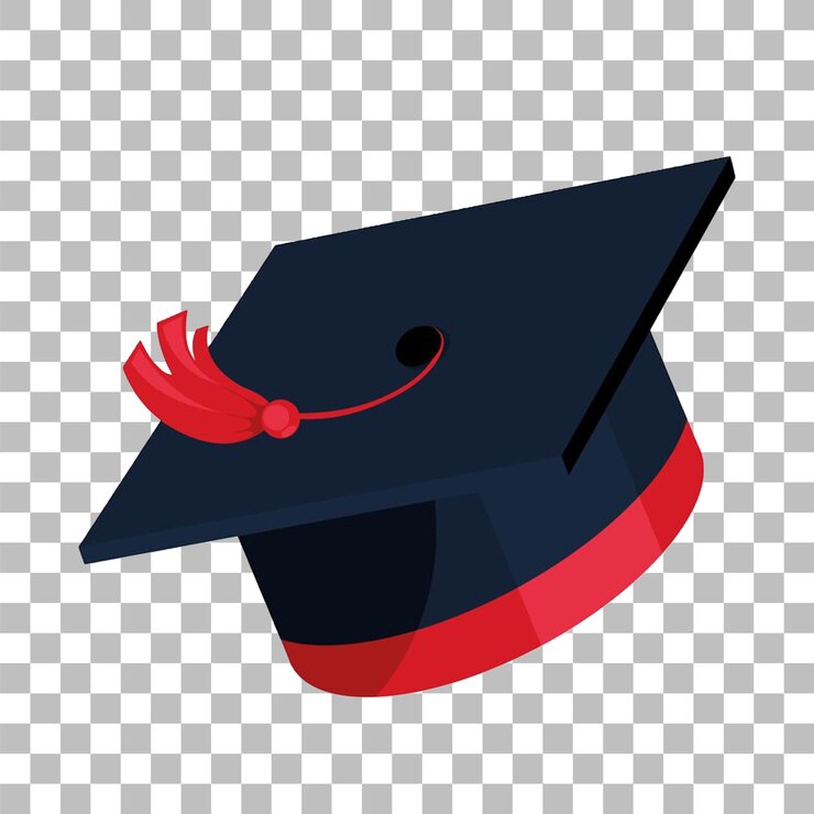 PSD una gorra de graduación negra con una gorra roja en ella con fondo transparente