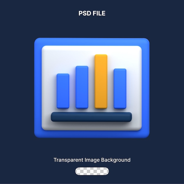 PSD grafico a barre icona 3d isolato su sfondo trasparente