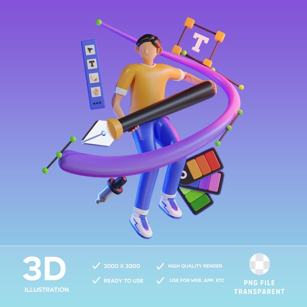 PSD-Grafikdesigner 3D-Illustration