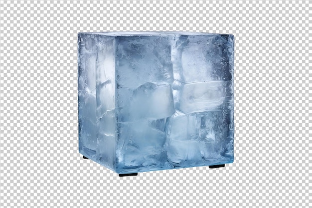 Psd gran cubo de hielo aislado en un fondo transparente