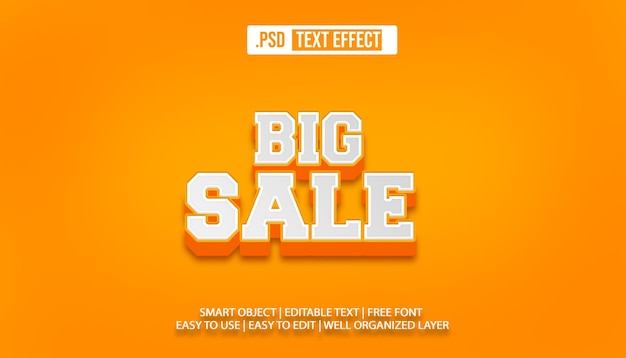 PSD gran venta efecto de texto editable 3d estilo photoshop