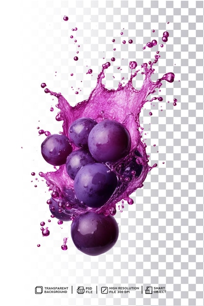 Psd Grape Splash Swirl Avec Couleur Pourpre Sur Fond Isolé