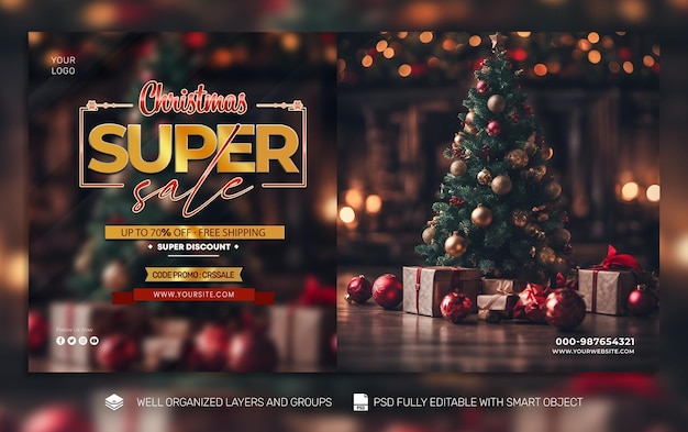 Psd gratis banner de navidad 7 póster redes sociales tamplate