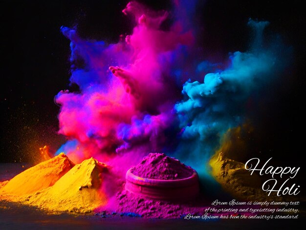 PSD Gratis Celebrazione di Holi con sfondo nero