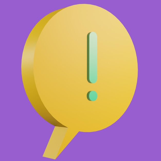 PSD Gratis Chat de burbujas de renderizado 3d con forma redonda de color amarillo y señal de peligro