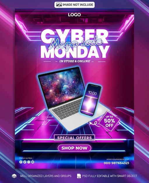 PSD psd gratis cyber monday póster y folleto promoción redes sociales tamplates banner