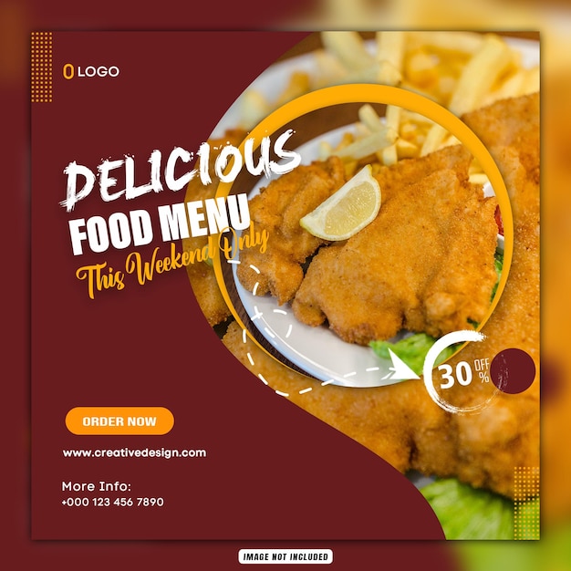 psd gratis Deliciosa comida rápida y menú de restaurante publicación promocional en redes sociales
