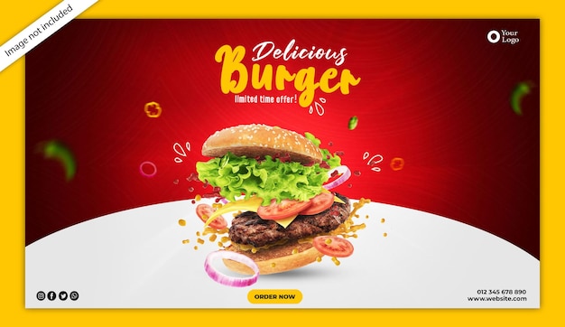 PSD Gratis Design del modello di banner per social media di Delicious Burger
