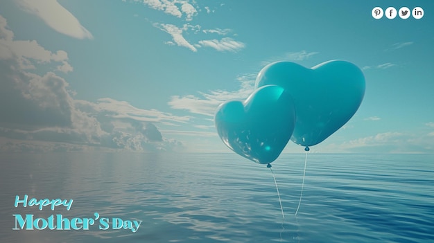 PSD psd grátis feliz dia das mães balões voando na brisa do mar amor e cuidado
