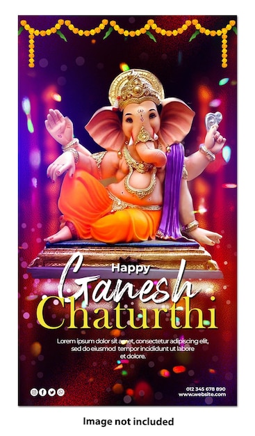 psd gratis ganesh chaturthi diseño de plantilla de publicación vertical de redes sociales