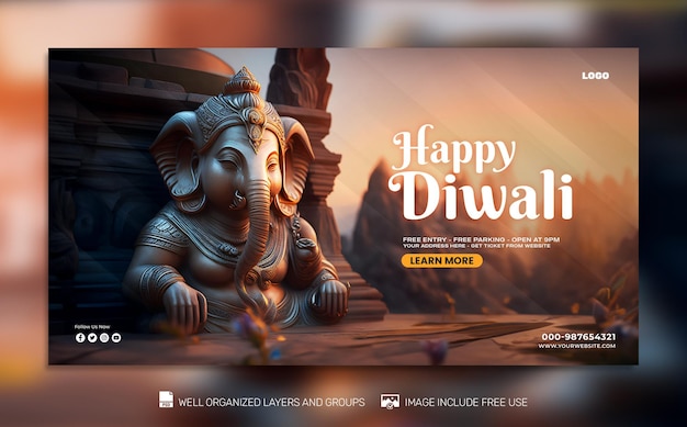 Psd gratis psd celebración de diwali póster instagram feed amp banner tamplates